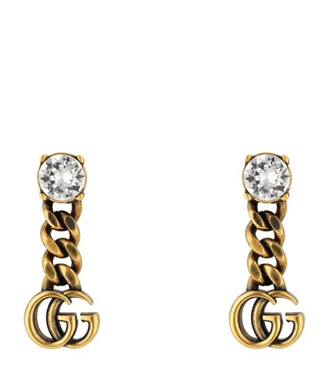 gucci crystal double g earrings|gucci multi stone earrings.